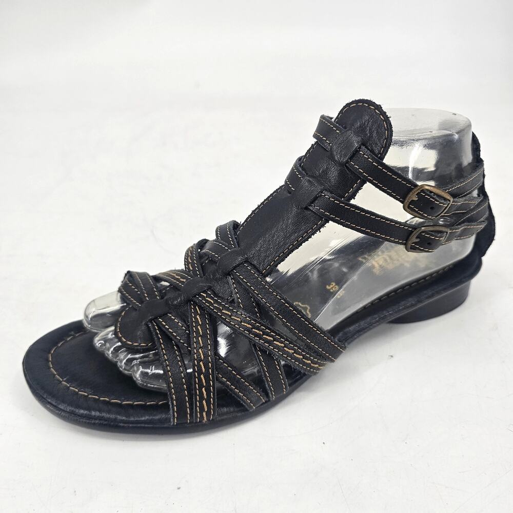 Rieker Regiglad Women's Black Leather Gladiator Sandal Women's EU 39 US 8 NWOB